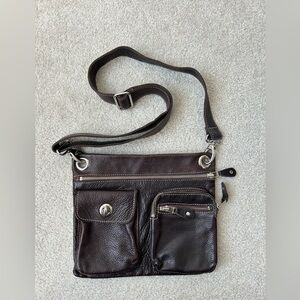 Roots leather crossbody village bag